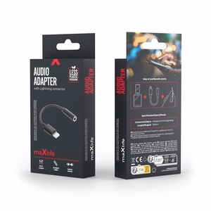 Maxlife audio adapteris MXJL-02 jack 3,5 mm uz Lightning, melns