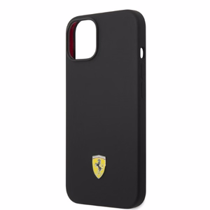 Ferrari FEHMSIP14MBK iPhone 14 Plus 6.7" melna/melna cietais apvalks silikona metāla logotips Magsafe