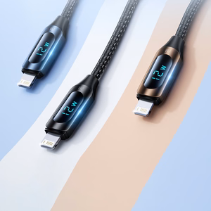 USB-A - Lightning kabelis Wozinsky WUALC2 ar LED ekrānu 2.4A 2m - melns