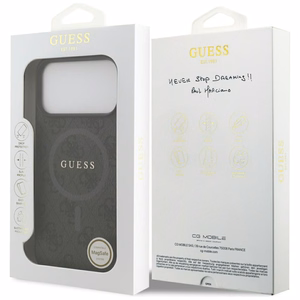 Guess 4G gredzena klasiskā logotipa magnētiskais viedtālruņa apvalks iPhone 17 Pro Max - melns