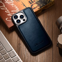iCarer ādas Oil Wax viedtālruņa apvalks iPhone 14 Pro Max, ādas apvalks zils (WMI14220720-BU)