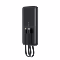 Portatīvais lādētājs Choetech B654 10000mAh 22,5W USB-A / USB-C / micro USB ar iebūvētu USB-C / Lightning kabeli (melns)