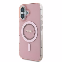 Guess IML Rhinestones Magnētiskais viedtālruņa apvalks iPhone 16 Plus - rozā
