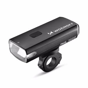 Wozinsky priekšējais velosipēda lukturis ar USB-C kabeli, 3000 lm – melns