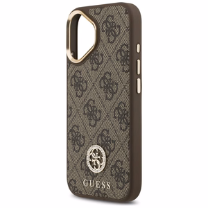 Guess 4G Strass Logo & Big Strap Metal Buttons Magnētiskais apvalks iPhone 17 - brūns