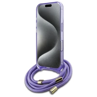 Guess soma pāri plecam viedtālruņa apvalks Cord Script MagSafe iPhone 16 – violets