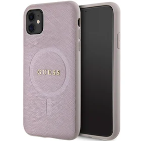 Guess GUHMN61PSAHMCP viedtālruņa apvalks iPhone 11 / Xr - rozā Saffiano Magnētiskais