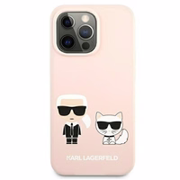 Karl Lagerfeld silikona viedtālruņa apvalks Ikonik Karl & Choupette MagSafe iPhone 13 Pro / iPhone 13 – gaiši rozā