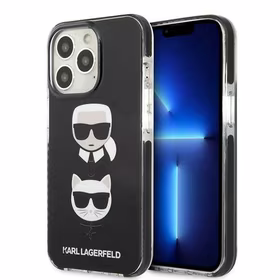 Viedtālruņa apvalks Karl Lagerfeld Karl&Choupette Head Case iPhone 13 Pro / iPhone 13 - melns