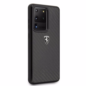 Ferrari Carbon Heritage viedtālruņa apvalks Samsung Galaxy S20 Ultra - melns