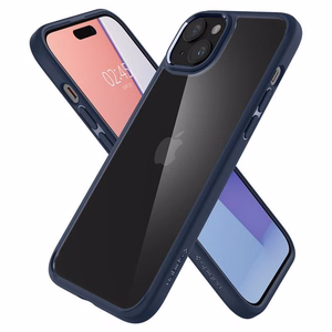 Spigen Crystal Hybrid viedtālruņa apvalks iPhone 15 Plus - caurspīdīgi zils