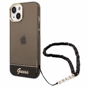 Guess GUHCP14MHGCOHK iPhone 14 Plus 6.7 "melns/melns cietais apvalks Translucent Pearl Strap