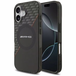 AMG Divslāņu caurspīdīgs rombu magnētiskais viedtālruņa apvalks iPhone 17 - melns un sarkans