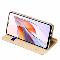 Dux Ducis Skin Pro viedtālruņa apvalks Xiaomi Redmi 11A / Poco C55 / Redmi 12C vāks ar atveramu kartes maciņu zelta