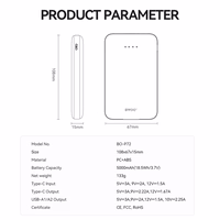 BWOO portatīvais lādētājs P72 QC 22.5W PD 20W 5000 mAh with 2 x USB-A ports 1 x USB-C port melns