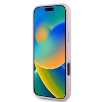 Viedtālruņa apvalks Guess Grūdēts zelta gredzens MagSafe iPhone 16 Plus - rozā