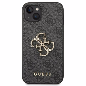 Guess 4G liels metāla logotips viedtālruņa apvalks iPhone 14 - pelēks