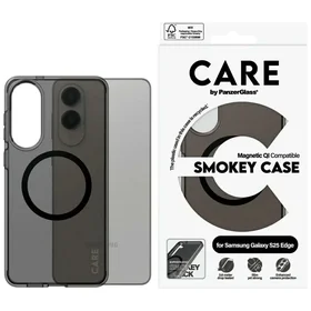 CARE by PanzerGlass Flagmanis Urban Combat melns viedtālruņa apvalks ar QI Samsung Galaxy S25 Edge - daļēji caurspīdīgs