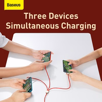 Baseus kabelis Tīģera gads 3 vienā - USB uz Type C, Lightning, Micro USB - 3,5A 1,2 metri (CASX010009) sarkans