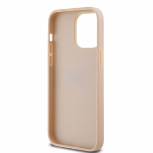 DKNY ādas mono svītra un metāla logotips viedtālruņa apvalks iPhone 14 Pro - rozā