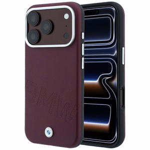 BMW maciņš IPHONE 18 Pro/17 Pro saderīgs ar MagSafe (Sign Inclined Deboss Letters) (krāsa: bordo)
