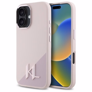 Karl Lagerfeld Silikona Ēna Metāla Sākotnējais Magnētiskais iPhone 16 Viedtālruņa apvalks - Rozā