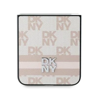 DKNY Checkered Pattern Printed Stripes Viedtālruņa apvalks Samsung Galaxy Z Flip 6 - rozā