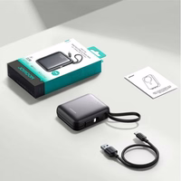 Power Bank Joyroom "JR-PBF27" melns 10000mAh 22.5W (PD / QC3.0) + integrēts Type-C / Lightning kabelis