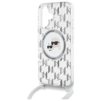Karl Lagerfeld IML pār plecu monogrammas Karl un Choupette galvas MagSafe iPhone 16 viedtālruņa apvalks - caurspīdīgs