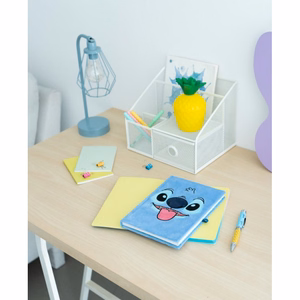 Disney Stitch Tropical A5 piezīmju grāmatiņa ar plīša vāku un projektora pildspalvu