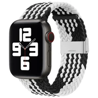 Pulksteņa siksna Apple Watch 38/40/41 mm – pīnīta auduma siksna, melna un balta