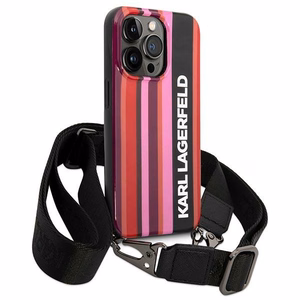 Karl Lagerfeld KLHCP14XSTSTP iPhone 14 Pro Max 6.7 "cietais apvalks rozā / rozā Krāsu Svītras Siksna