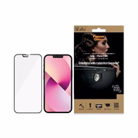 PanzerGlass E2E Microfracture antibakteriālais stikls ar kameras vāciņu ar Swarovsky kristālu iPhone 13 mini - ar melnu rāmi