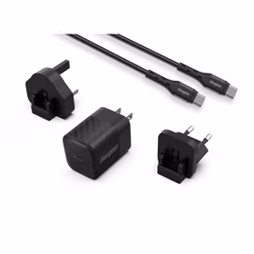 Energizer Ultimate - Multiplug EU / UK / US GaN 20W PD mains lādētājs + USB-C kabelis (melns)