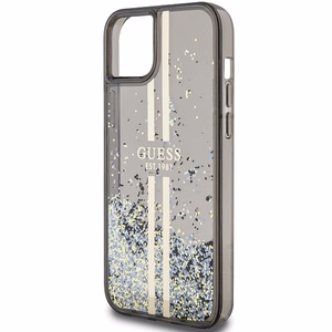 Guess Liquid Glitter Gold Stripes viedtālruņa apvalks iPhone 15 Plus / 14 Plus - melns