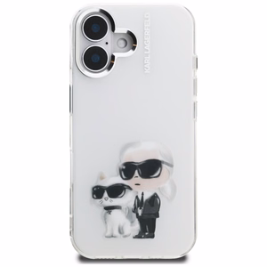 Karl Lagerfeld IML Aquarelle Karl & Choupette & Logo iPhone 16 macins - balts