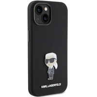 Karl Lagerfeld silikona Ikonik Metal Pin viedtālruņa apvalks iPhone 15 - melns