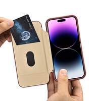 iCarer CE Premium ādas folio viedtālruņa apvalks iPhone 14 Pro Max magnētiskais atveramais apvalks MagSafe sarkana