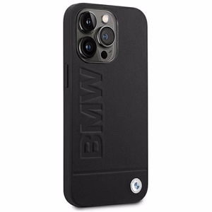 BMW Leather Stamp macins priekš iPhone 14 Pro - Melns