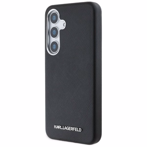 Karl Lagerfeld Saffiano Pilnībā Apvīts Pagarināts Metāla Logotips Magnētiskais viedtālruņa apvalks Samsung Galaxy S25 - melns