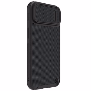 Nillkin Textured S viedtālruņa apvalks iPhone 14, bruņots vāciņš ar kameras vāciņu, melns