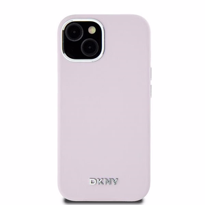 DKNY viedtālruņa apvalks iPhone 15 6,1" DKHMP15SSMCHLP rozā HC Magsafe silikons ar horizontālu metāla logotipu