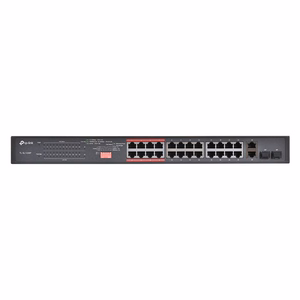 TP-Link 24 portu 10/100Mbps + 2 portu Gigabit nepārvaldīts PoE+ slēdzis