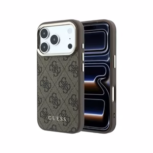 Guess PU Leather 4G Gold Frame MagSafe vāciņš Apple iPhone 18 Pro Max, brūns