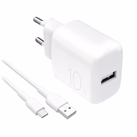 Puro PROLITE 10W USB-A sienas lādētājs + USB-A - USB-C kabelis 1.2m - balts