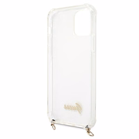 Guess GUHCP12MKC4GSGO iPhone 12/12 Pro 6.1" Caurspīdīgs cietais apvalks 4G Zelta ķēde