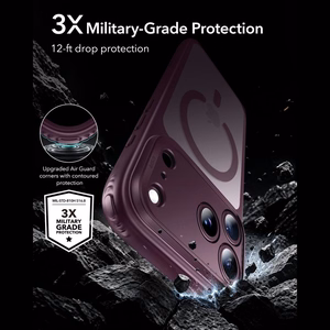 ESR Classic Hybrid MagSafe maciņš, paredzēts iPhone 18 Pro Max / 17 Pro Max, tumšā ķiršu krāsā