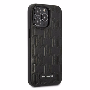 Karl Lagerfeld KLHCP13LMNMP1K iPhone 13 Pro / 13 6.1" viedtālruņa apvalks (m) melns / melns Monogrāmas plāksne