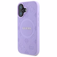 Guess Saffiano Peony Classic Logo Magnētiskais viedtālruņa apvalks iPhone 16 Plus - violets