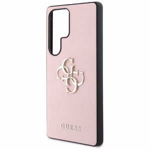 Guess Graudains Liels 4G Logotips Mazs Klasiskais Logotips Viedtālruņa apvalks Samsung Galaxy S25 Ultra rozā